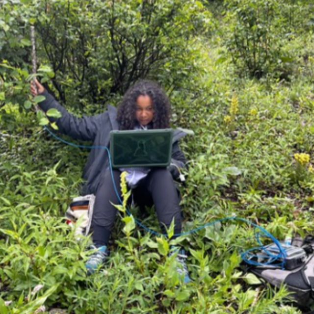 Tatiana Washington, CEB student, in the field